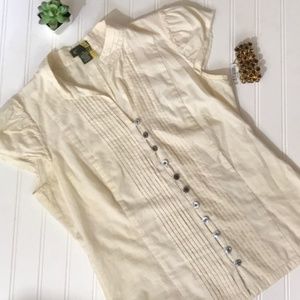 Anthro Fei Cream Cotton Blouse